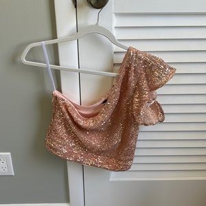 One shoulder sequin top
